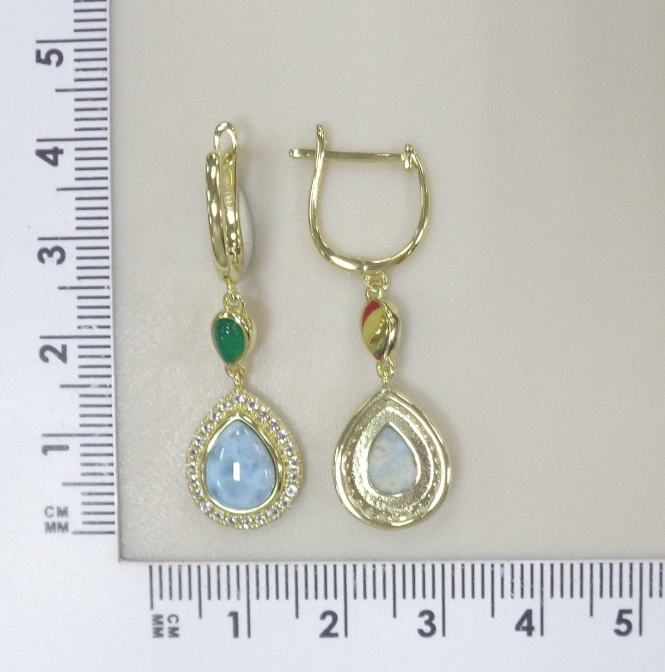 Серебряные серьги с ларимарами и агатами